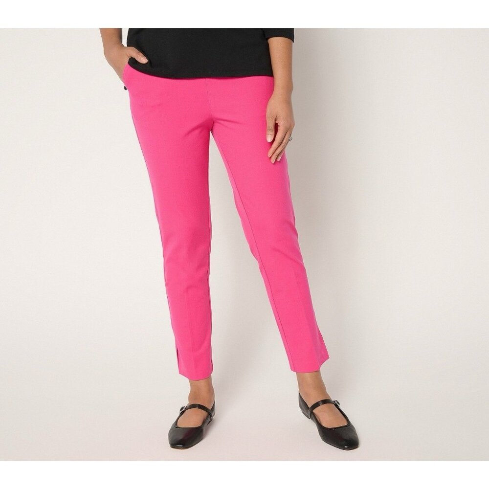 Isaac Mizrahi Live Regular 24/7 Stretch Icon Ankle Pants 18W Pink A692858 NEW